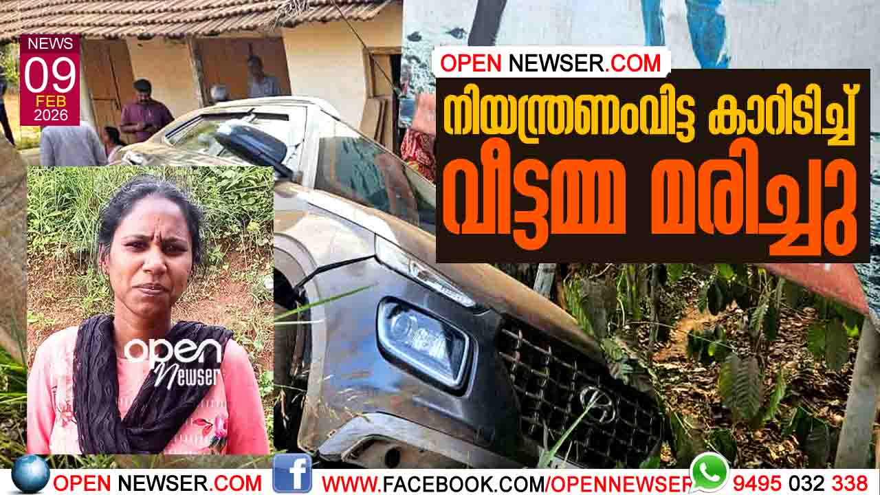 നിയന്ത്രണംവിട്ട കാറിടിച്ച് വീട്ടമ്മ മരിച്ചു. 