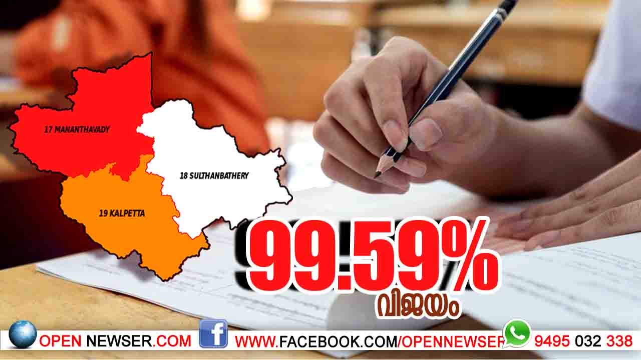 എസ്.എസ്.എല്.സി ഫലം; വയനാട് ജില്ലയില് വിജയശതമാനം 99.59