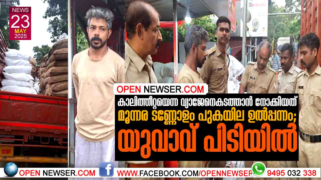കാലിത്തീറ്റയെന്ന വ്യാജേനെ കടത്താന് നോക്കിയത് മൂന്നര ടണ്ണോളം പുകയില ഉല്പ്പന്നം; യുവാവ് പിടിയില്