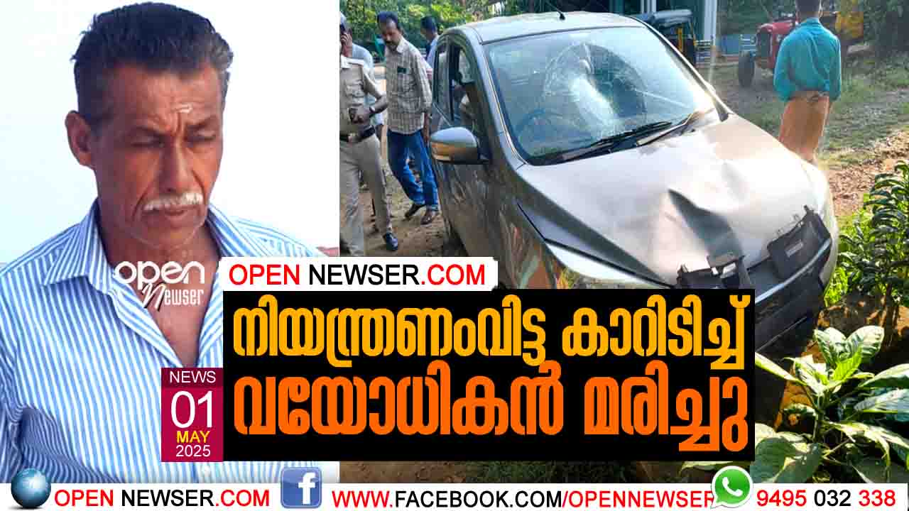 നിയന്ത്രണം വിട്ട കാറിടിച്ച് വയോധികന് മരിച്ചു