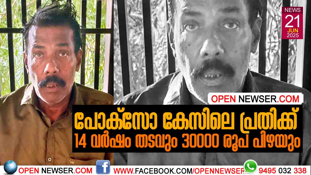 പോക്സോ കേസിലെ പ്രതിക്ക് 14 വര്ഷം തടവും 30000 രൂപ പിഴയും
