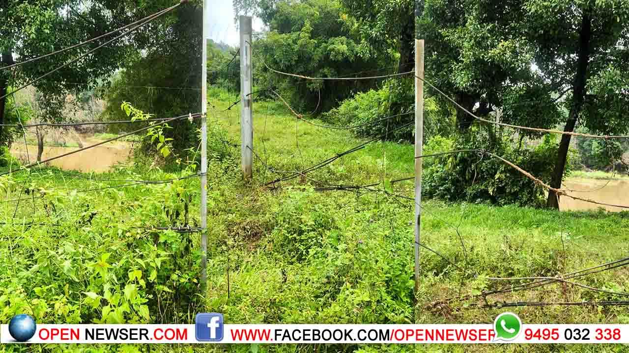 ഉദ്ഘാടനം ചെയ്യാനിരുന്ന അയണ് ക്രാഷ് ഗാര്ഡ് റോപ്പ് ഫെന്സിങ് കാട്ടാന തകര്ത്തു